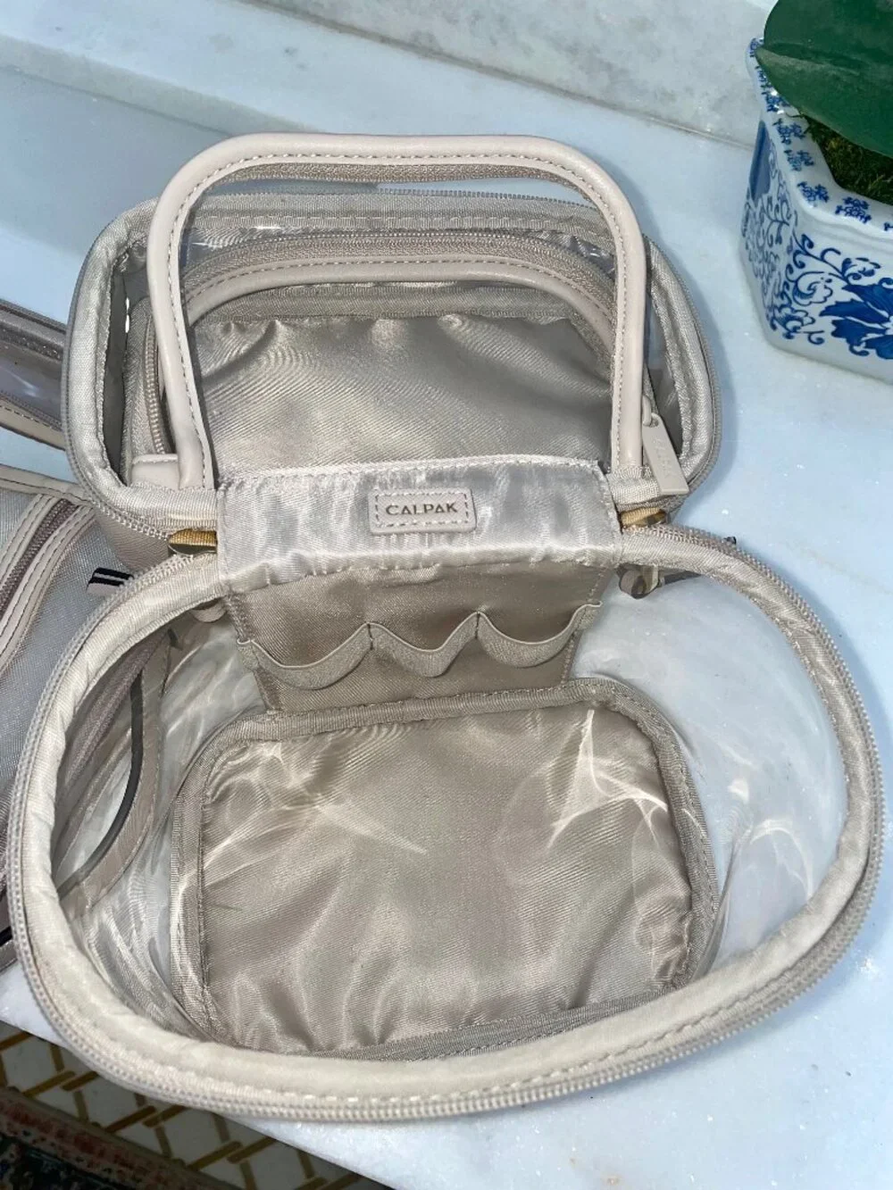 CALPAK Train Case and Large Cosmetic bag.